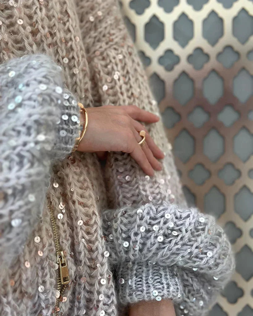 Gracie - Elegant, Glittering Silk Cardigan Sweater